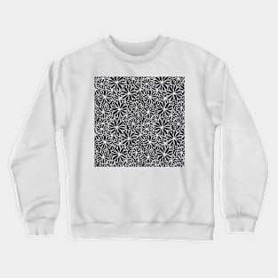 Pointed Flowers Pattern - Dark Navy and White Crewneck Sweatshirt